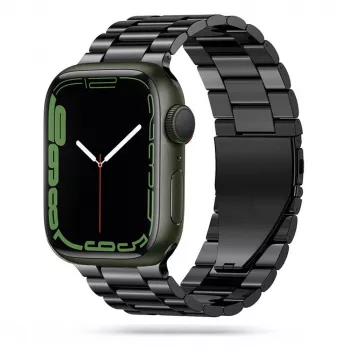 Tech-Protect Stainless Steel Link Bracelet para Apple Watch 4/5/6/7/8/9/SE/Ultra 1/2 (42/44/45/49mm) preto