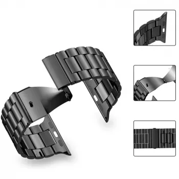 Tech-Protect Stainless Steel Link Bracelet para Apple Watch 4/5/6/7/8/9/SE/Ultra 1/2 (42/44/45/49mm) preto