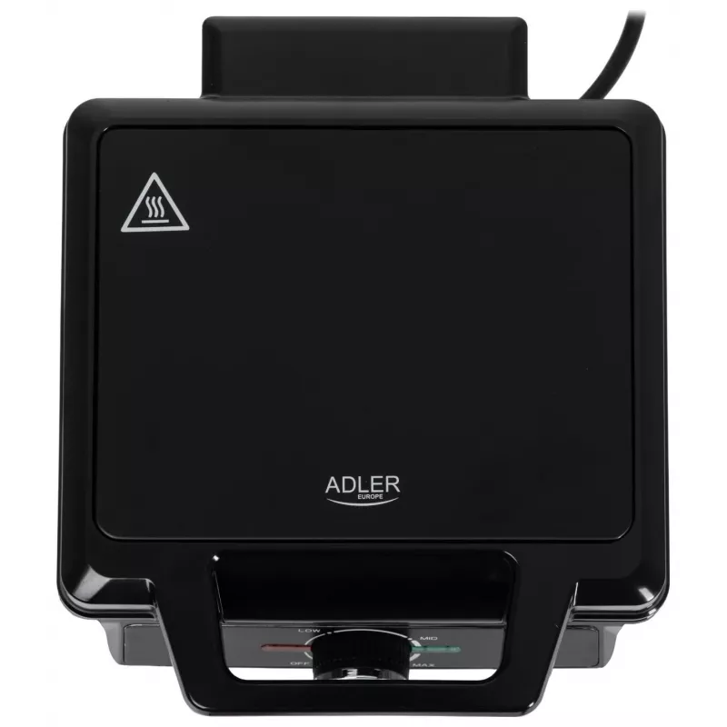 Adler AD 3088 máquina de waffles para 2 waffles grandes, 1600 W (máx. 2000 W), placas antiaderentes, temperatura regulável, preto (AD 3088)