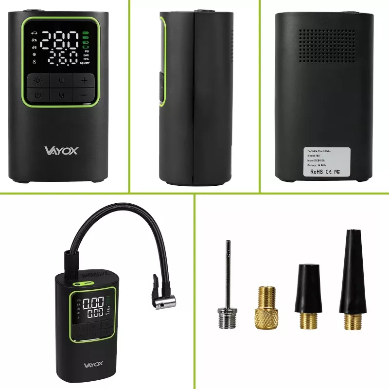 VAYOX VA0409 Bomba de Ar Recarregável 4000mAh Cilindro 19mm Enchedor de Pneus Digital