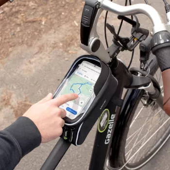 Vayox VA0450 Saco de Quadro de Bicicleta com dois sacos e compartimento para telemóvel, Preto