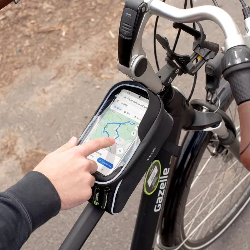 Vayox VA0450 Saco de Quadro de Bicicleta com dois sacos e compartimento para telemóvel, Preto