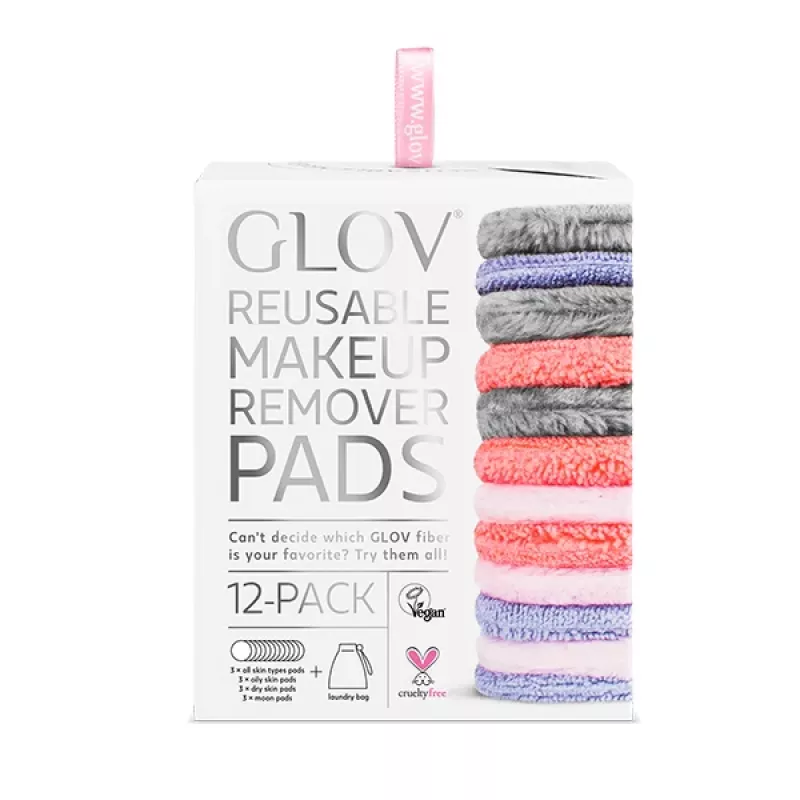 GLOV SET Starter Discos para pele oleosa + Discos para todos os tipos de pele + Discos para pele seca + Moon Pads Kit reutilizável de remoção de maquilhagem