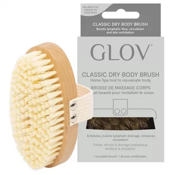 GLOV Escova corporal seca - cerdas naturais de Tampico, cabo de madeira de faia, alça ergonómica para esfoliação e massagem