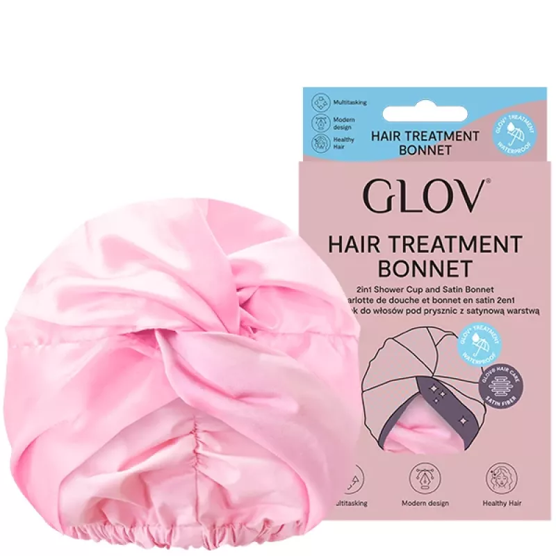 GLOV Touca de tratamento capilar 2 em 1 touca de duche com camada de cetim preta
