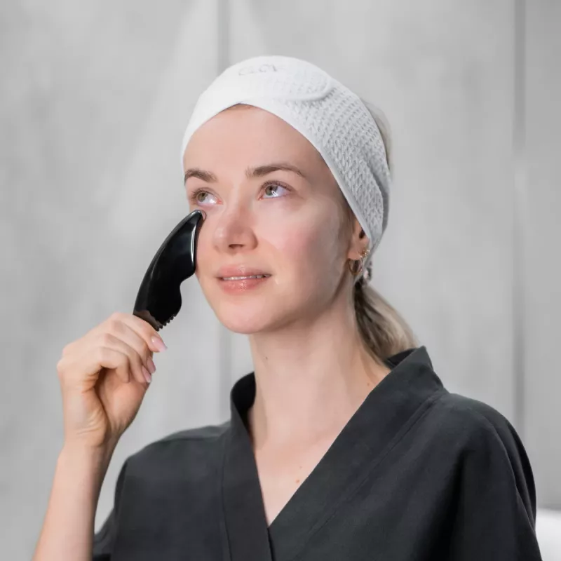 GLOV_SET Face Architecture massajador Gua Sha moderno + luva de desmaquilhagem e limpeza