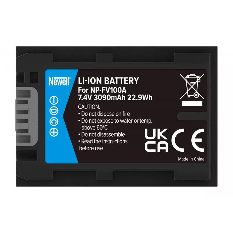 Bateria de substituição Newell para Sony NP-FV100A, 3900mAh, 7,2V, Li-Ion, preta