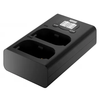 Carregador USB-C de dois canais Newell DL-USB-C para bateria Panasonic DMW-BLK22, preto