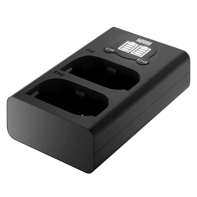 Carregador USB-C de dois canais Newell DL-USB-C para bateria Panasonic DMW-BLK22, preto