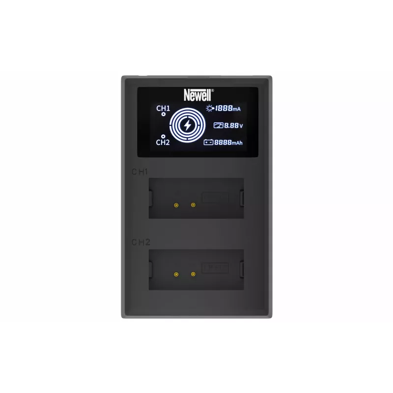 Carregador USB-C de dois canais Newell FDL-USB-C para baterias Canon LP-E12