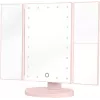 Espelho de maquilhagem LED Humanas HS-ML04 com iluminação - rosa