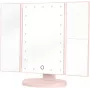 Espelho de maquilhagem LED Humanas HS-ML04 com iluminação - rosa