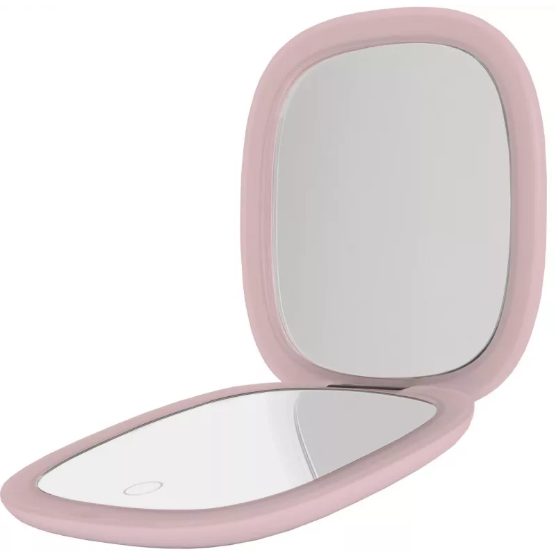 Espelho de cosmética Humanas HS-PM01 com iluminação LED - rosa