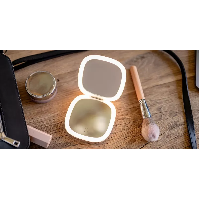 Espelho de cosmética Humanas HS-PM01 com iluminação LED - rosa