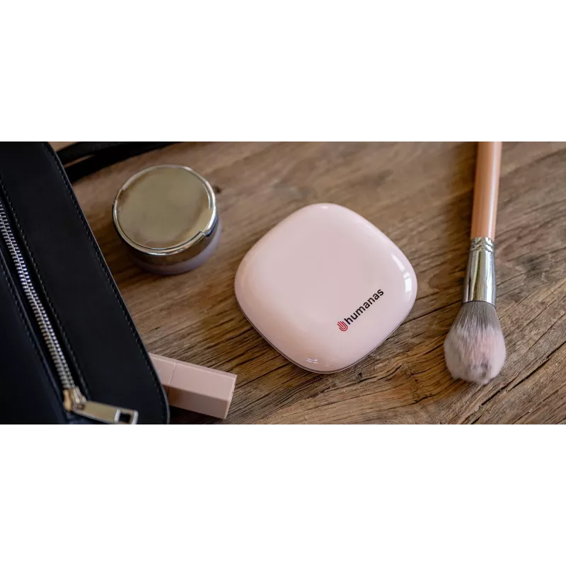 Espelho de cosmética Humanas HS-PM01 com iluminação LED - rosa