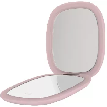 Espelho de cosmética Humanas HS-PM01 com iluminação LED - rosa
