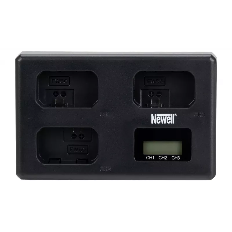 Carregador de três canais Newell TT-USB-C para baterias Sony NP-FW50