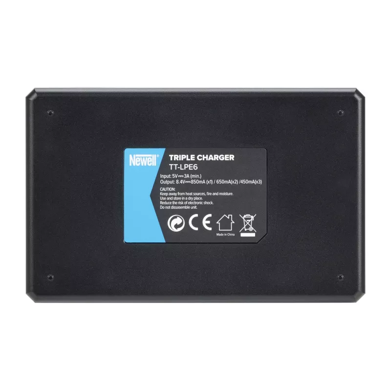 Carregador de três canais Newell TT-USB-C para baterias Canon LP-E6