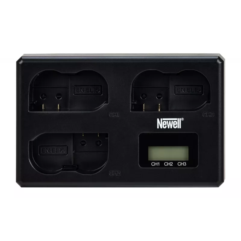 Carregador de três canais Newell TT-USB-C para baterias Nikon EN-EL15