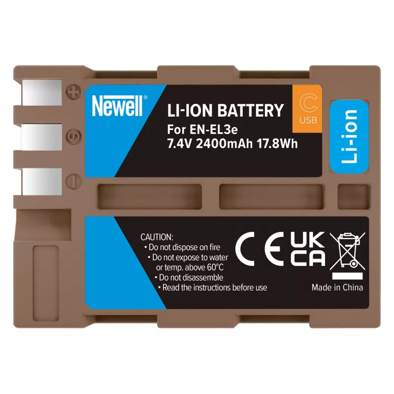 Bateria de substituição Newell EN-EL3E USB-C para Nikon