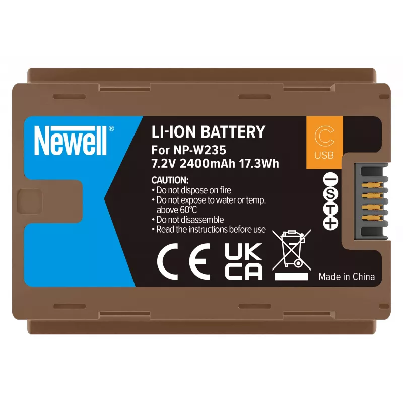 Bateria de substituição Newell NP-W235 USB-C para Fujifilm