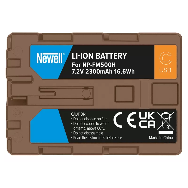Bateria de substituição Newell NP-FM500H com USB-C para Sony