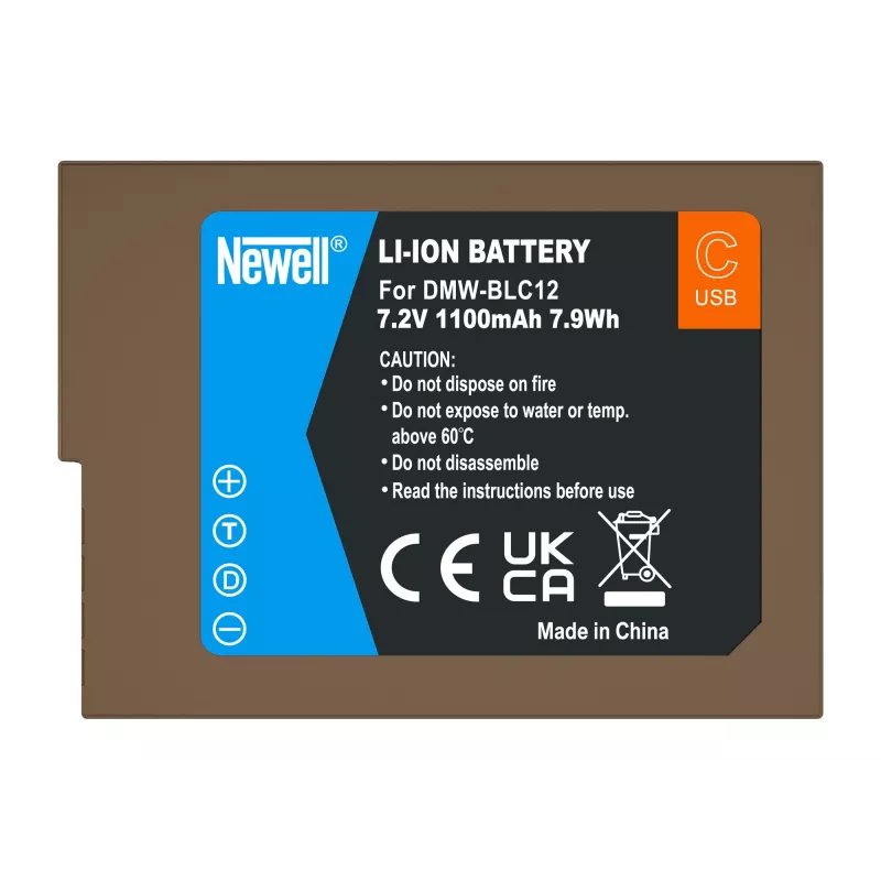 Bateria de substituição Newell DMW-BLC12 USB-C para Panasonic Lumix