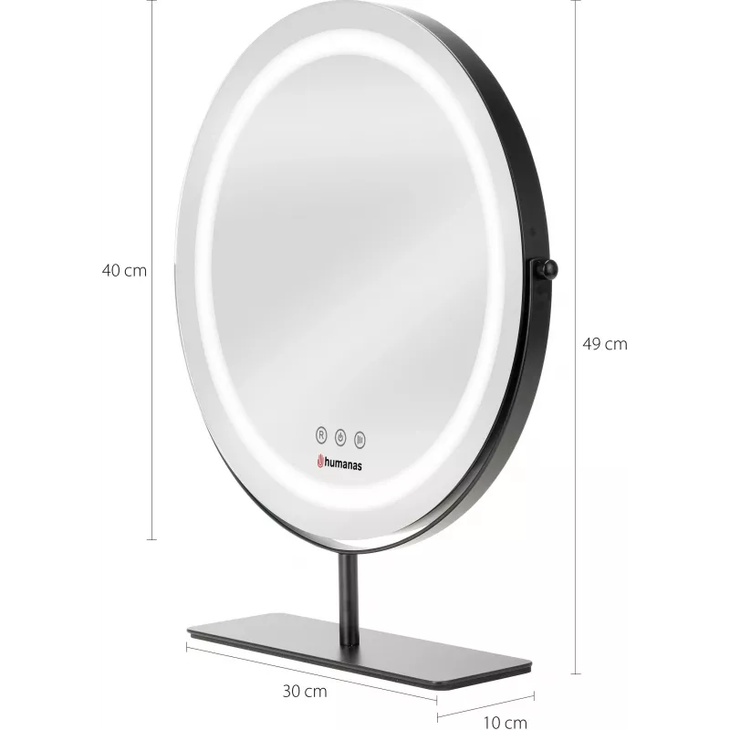 Espelho de maquilhagem LED Humanas HS-HM Scarlet, preto