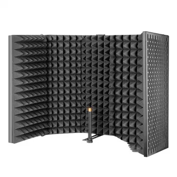 MOZOS PRO Escudo de Isolamento Acústico para Microfone - Escudo de Gravação Vocal Dobrável de 5 Peças com Espuma Acústica de Alta Densidade de 50 mm, Preto