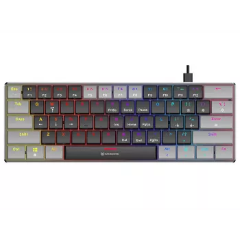 Tracer GameZone Keylo 61 Teclado Gaming Mecânico com Fios, Layout 60%, Interruptores Outemu Red, Retroiluminação RGB, Grafite
