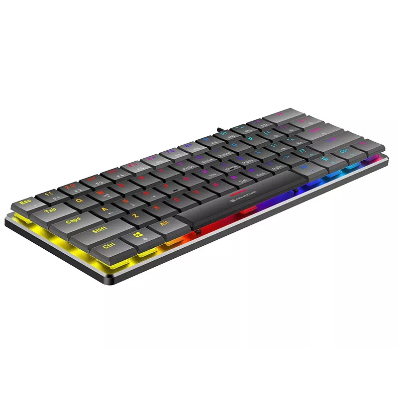 Tracer GameZone Keylo 61 Teclado Gaming Mecânico com Fios, Layout 60%, Interruptores Outemu Red, Retroiluminação RGB, Grafite