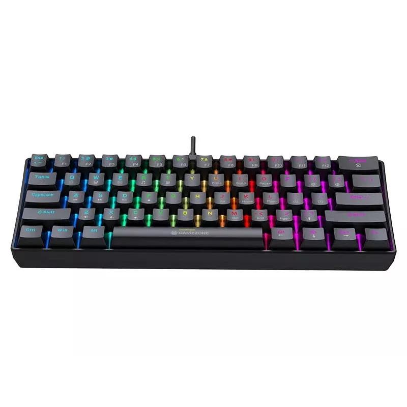 Tracer GameZone Claws 61 Teclado Gaming Mecânico com Fios, Layout 60%, Interruptores Outemu Blue, Retroiluminação RGB, Preto