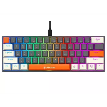 Tracer GameZone Claws 61 Teclado Gaming Mecânico com Fios, Layout 60%, Interruptores Azuis, Retroiluminação RGB, Cinzento