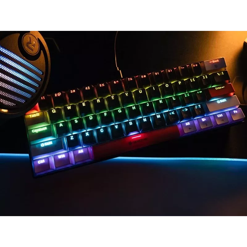 Tracer GameZone Claws 61 Teclado Gaming Mecânico com Fios, Layout 60%, Interruptores Azuis, Retroiluminação RGB, Cinzento