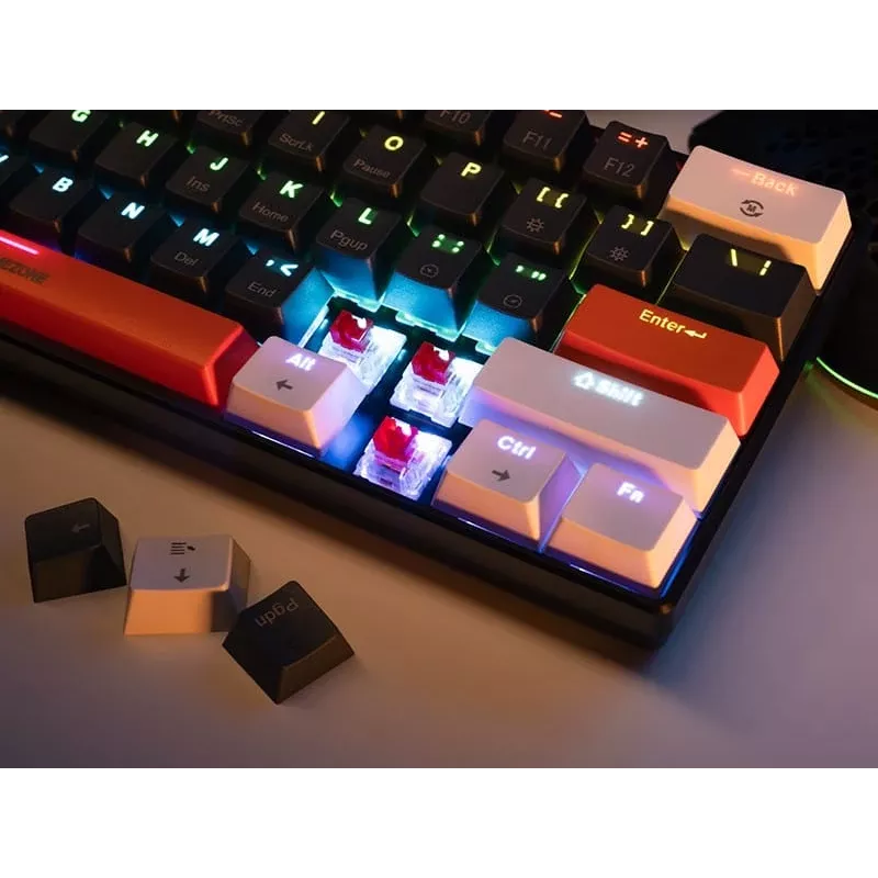 Tracer GameZone Claws 61 Teclado Gaming Mecânico com Fios, Layout 60%, Interruptores Azuis, Retroiluminação RGB, Cinzento