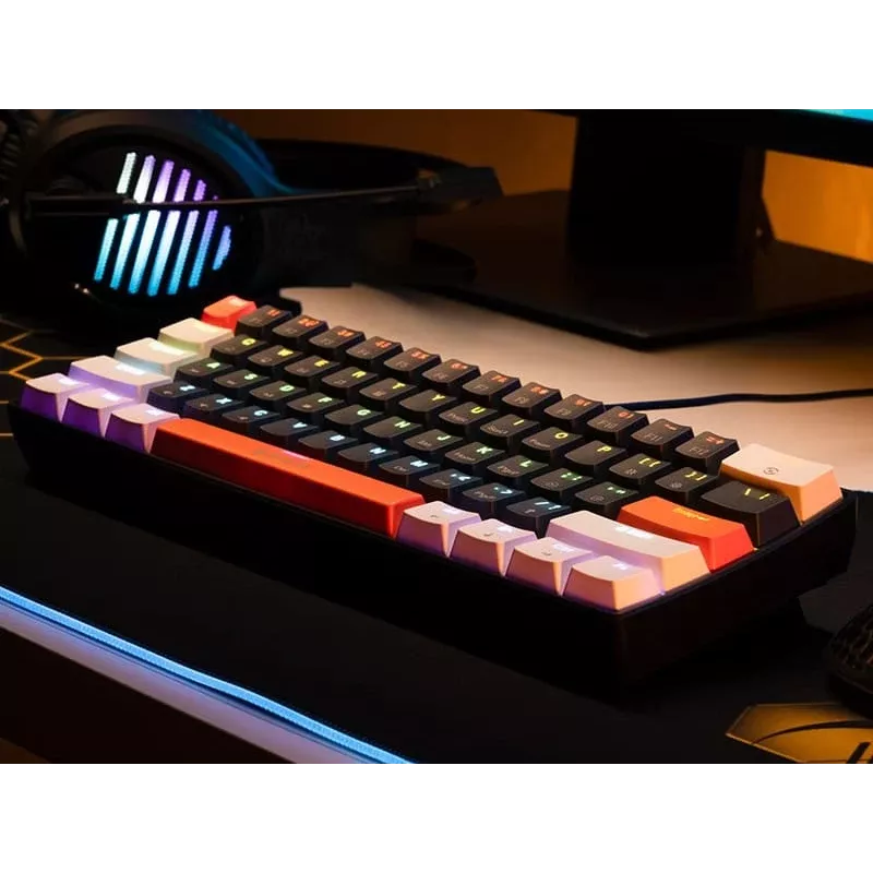 Tracer GameZone Claws 61 Teclado Gaming Mecânico com Fios, Layout 60%, Interruptores Azuis, Retroiluminação RGB, Cinzento