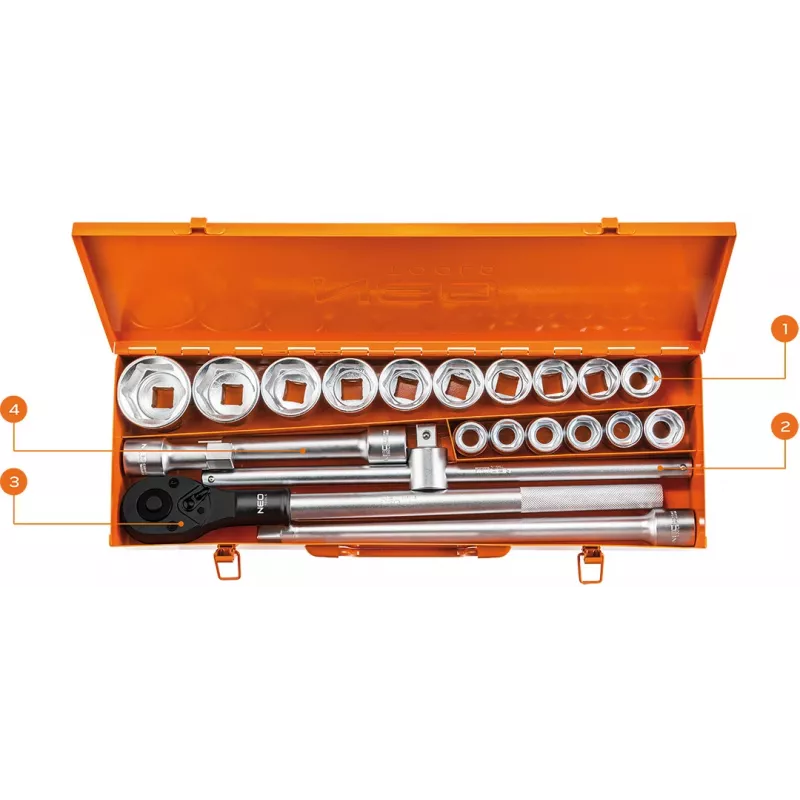 NEO TOOLS Chaves de caixa 3/4 polegadas, 21 peças