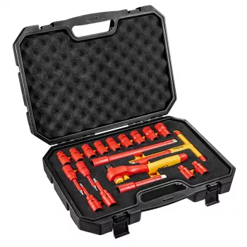 NEO TOOLS Conjunto de chaves de caixa isoladas 1000V, 19 peças, encaixe 1/2 polegadas, aço cromo-vanádio, certificado VDE