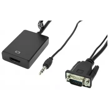 Conversor de vídeo e áudio Accura VGA + minijack para HDMI 0,2m