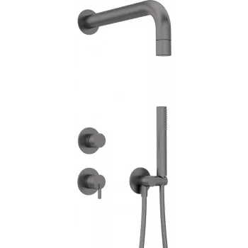 DEANTE conjunto de duche encastrado com chuveiro de mão - preto mate, misturadora monocomando, latão, mangueira de 150 cm