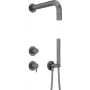 DEANTE conjunto de duche encastrado com chuveiro de mão - preto mate, misturadora monocomando, latão, mangueira de 150 cm