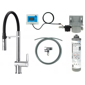 DEANTE Torneira de cozinha com conjunto de filtro de água, bica flexível, preto mate