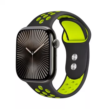 Crong Duo Sport Bracelete para Apple Watch 38/40/41/42 mm (preto/verde-lima)