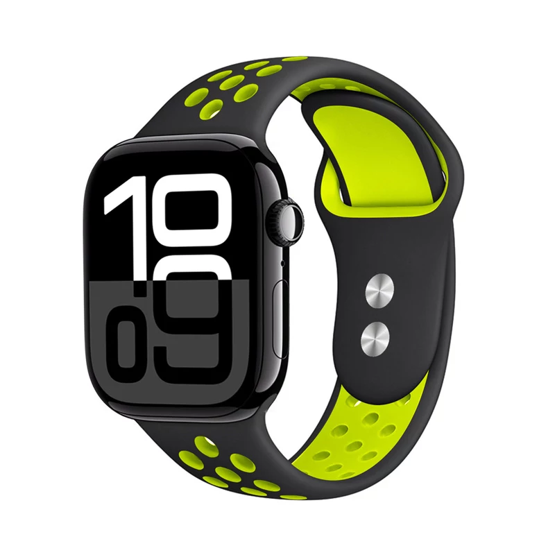 Crong Duo Sport Bracelete para Apple Watch 38/40/41/42 mm (preto/verde-lima)