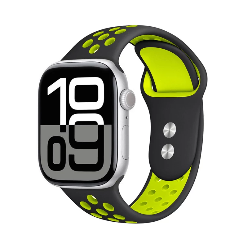Crong Duo Sport Bracelete para Apple Watch 38/40/41/42 mm (preto/verde-lima)