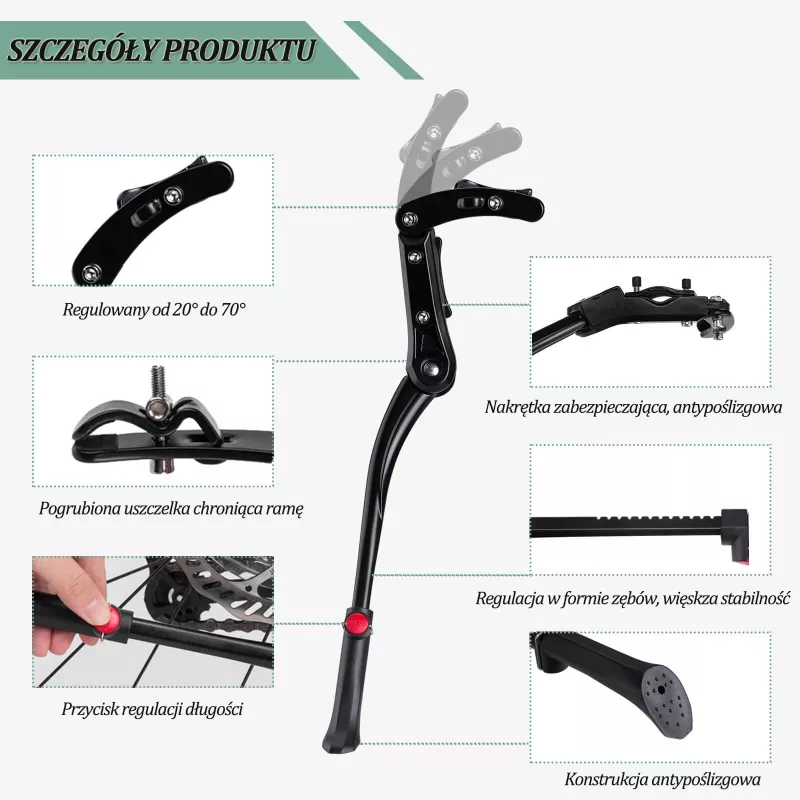 Descanso para bicicleta ROCKBROS JC1005BK - preto, ajustável 345-400mm, liga de alumínio, pé de borracha antiderrapante, para rodas de 24-29 polegadas