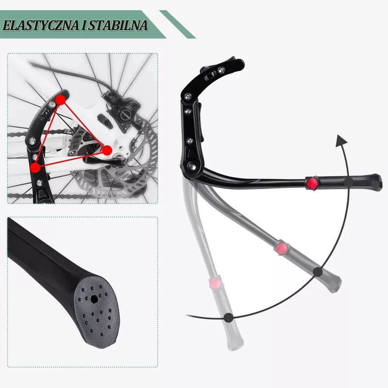 Descanso para bicicleta ROCKBROS JC1005BK - preto, ajustável 345-400mm, liga de alumínio, pé de borracha antiderrapante, para rodas de 24-29 polegadas