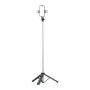 HURTEL Pau de selfie WC13YDS bastão telescópico 1,3 m com luz LED dupla e suporte para telemóvel - preto