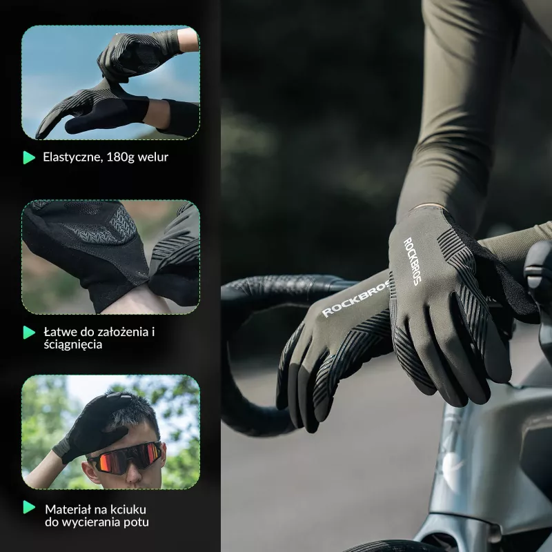 ROCKBROS Luvas de ciclismo de dedos cortados com almofada de gel M verde-pretas