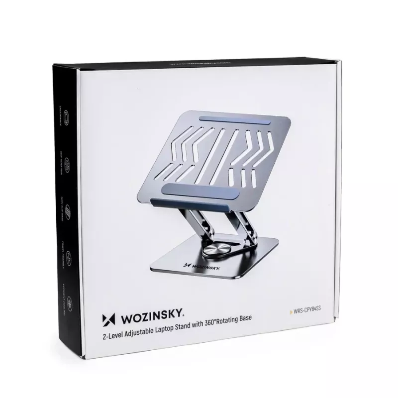 Suporte para portátil 360° Wozinsky prateado com suporte para telemóvel